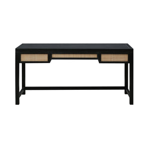 Atlas Rio Desk - Elegant Black Mahogany Workspace with Cane Drawer Accents for Modern & Traditional Spaces TA11156-02