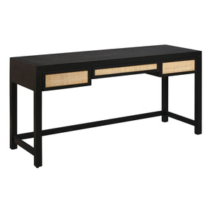 Atlas Rio Desk - Elegant Black Mahogany Workspace with Cane Drawer Accents for Modern & Traditional Spaces TA11156-02