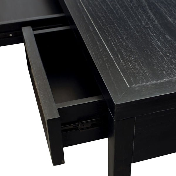 Atlas Rio Desk - Elegant Black Mahogany Workspace with Cane Drawer Accents for Modern & Traditional Spaces TA11156-02