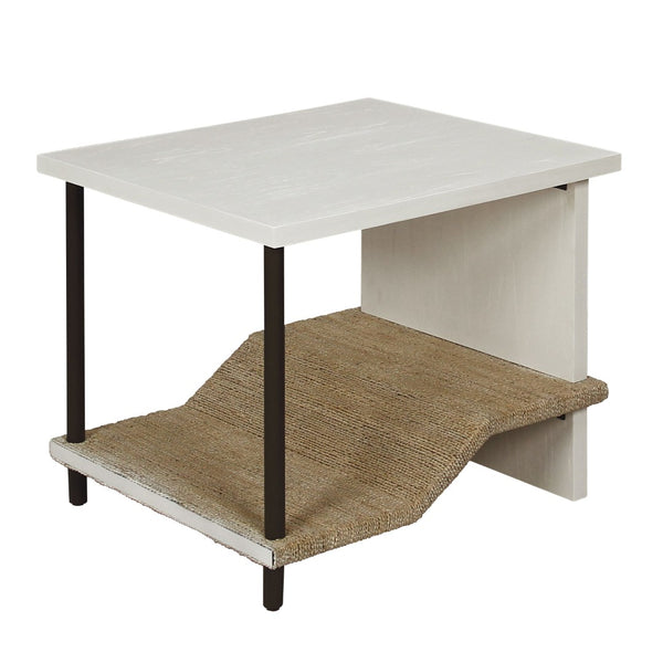 Atlas Riverview Accent Table – Modern Coastal Charm with Multi-Level Storage and Stylish Design for Any Space White TA11158-01