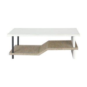 Atlas Riverview Coffee Table – Coastal-Inspired White Design with Multi-Height Storage Shelf & Elegance TA11159-01