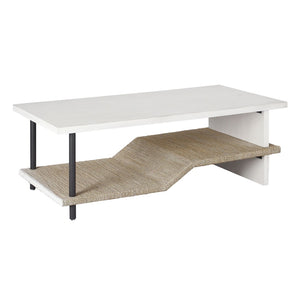 Atlas Riverview Coffee Table – Coastal-Inspired White Design with Multi-Height Storage Shelf & Elegance TA11159-01