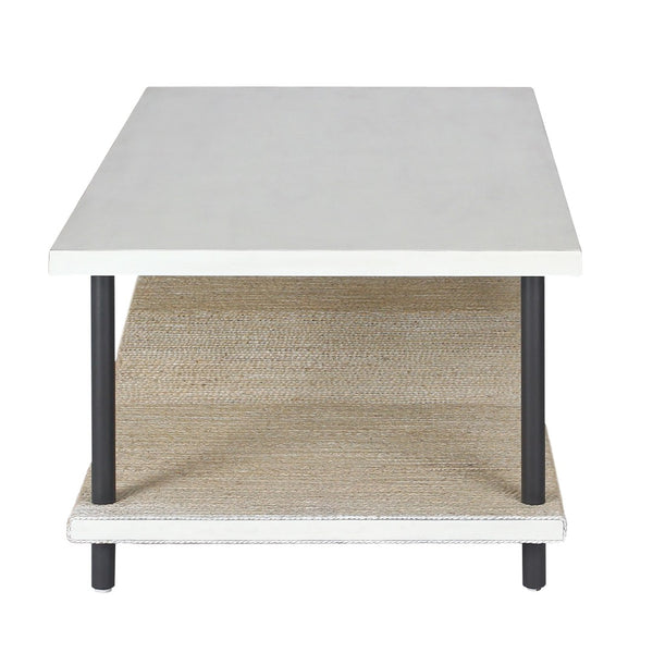Atlas Riverview Coffee Table – Coastal-Inspired White Design with Multi-Height Storage Shelf & Elegance TA11159-01