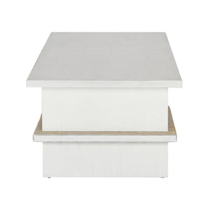 Atlas Riverview Coffee Table – Coastal-Inspired White Design with Multi-Height Storage Shelf & Elegance TA11159-01