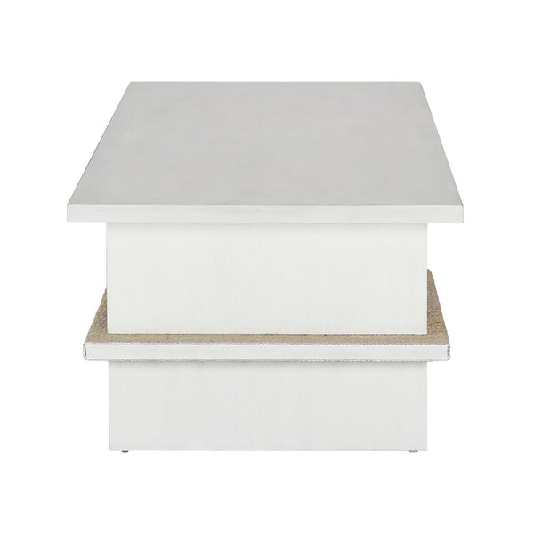 Atlas Riverview Coffee Table – Coastal-Inspired White Design with Multi-Height Storage Shelf & Elegance TA11159-01