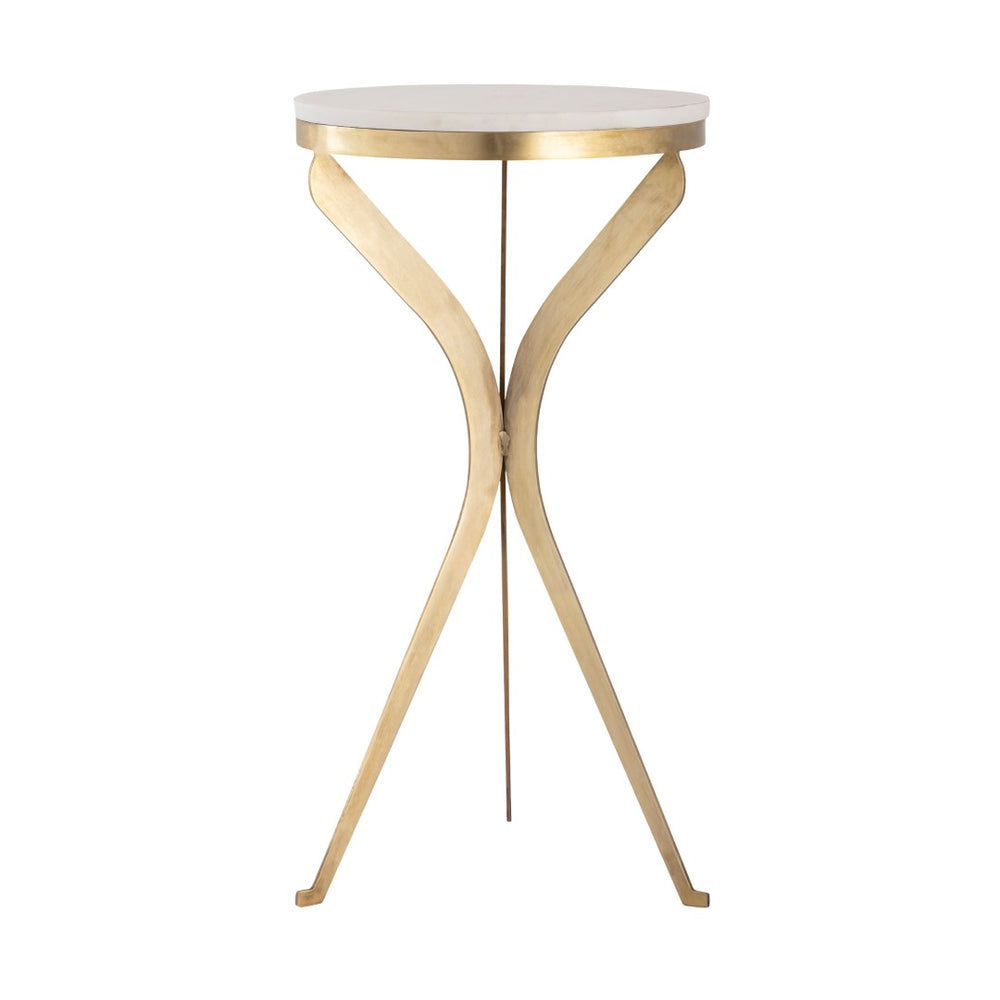 Atlas Rowe Accent Table - Vintage Aged Brass with White Glass Top for Stylish Living Room Decor TA11164-01