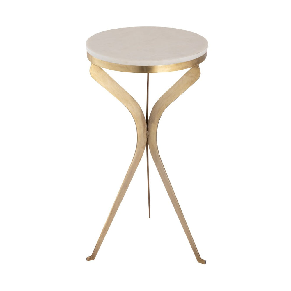 Atlas Rowe Accent Table - Vintage Aged Brass with White Glass Top for Stylish Living Room Decor TA11164-01