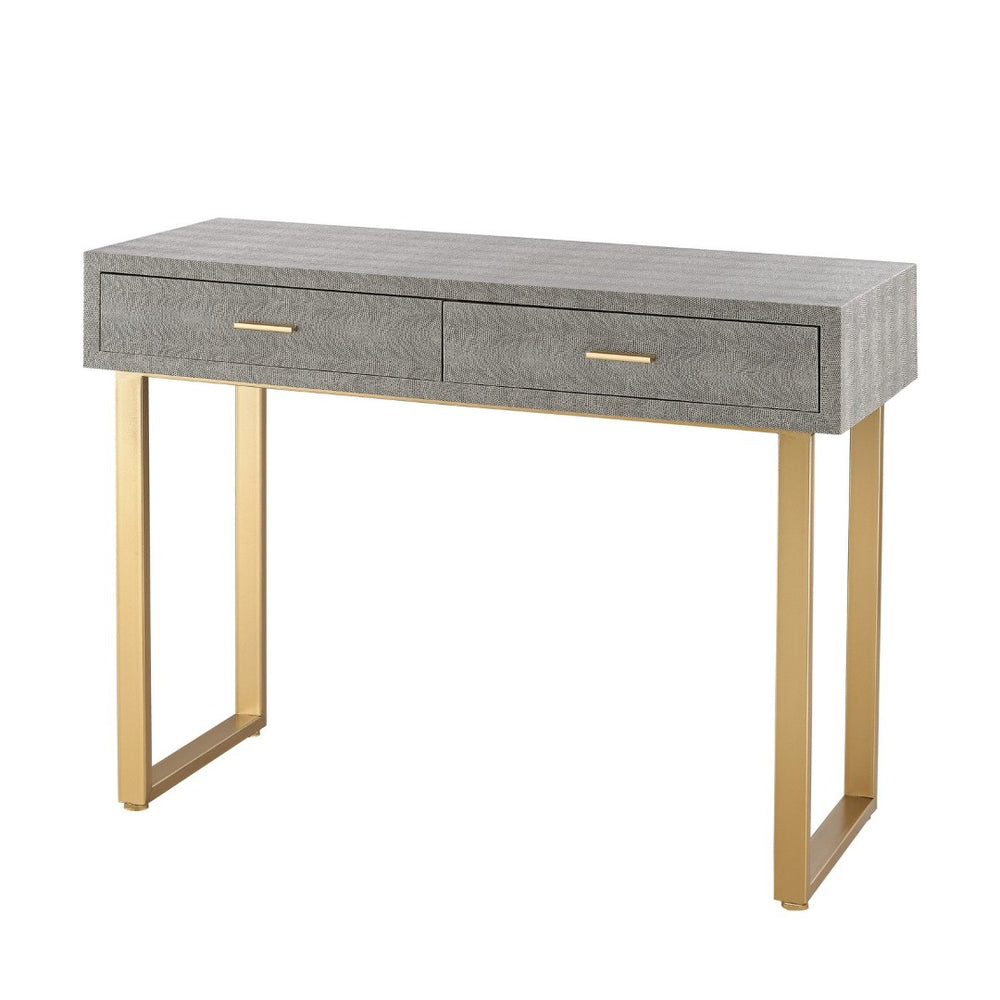 Atlas Sands Point Desk - Elegant 2-Drawer Writing Desk in Grey Faux Shagreen for Home or Office Use TA11166-01
