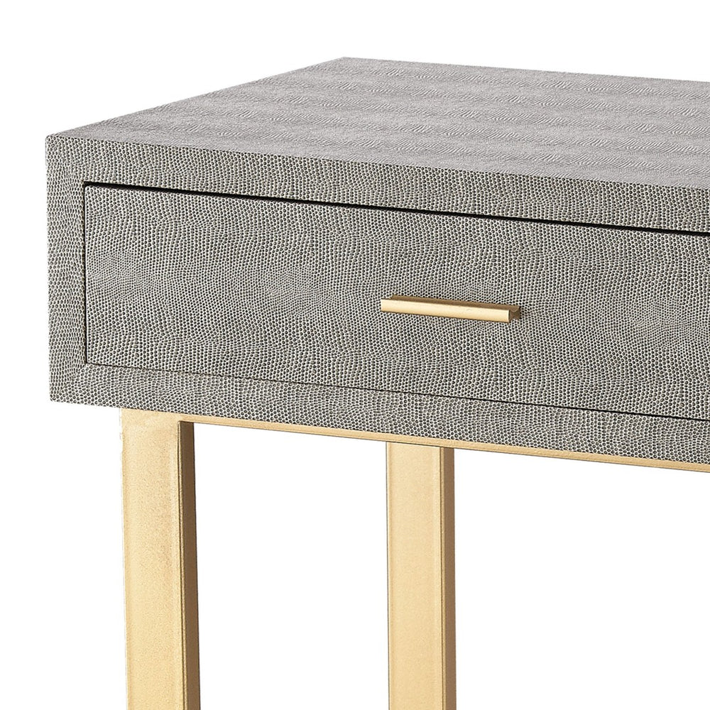 Atlas Sands Point Desk - Elegant 2-Drawer Writing Desk in Grey Faux Shagreen for Home or Office Use TA11166-01