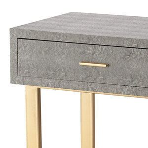Atlas Sands Point Desk - Elegant 2-Drawer Writing Desk in Grey Faux Shagreen for Home or Office Use TA11166-01