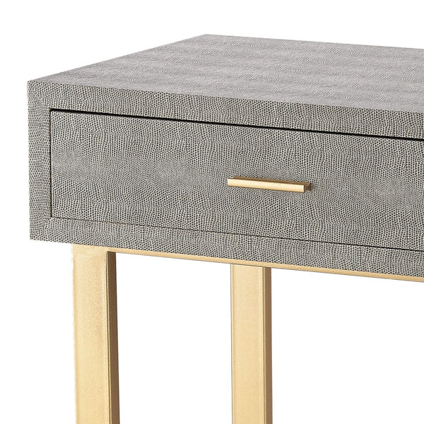 Atlas Sands Point Desk - Elegant 2-Drawer Writing Desk in Grey Faux Shagreen for Home or Office Use TA11166-01