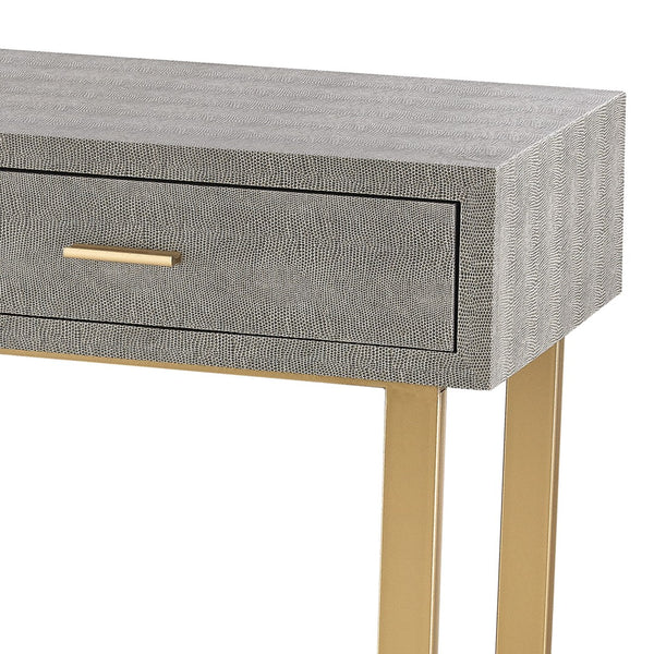 Atlas Sands Point Desk - Elegant 2-Drawer Writing Desk in Grey Faux Shagreen for Home or Office Use TA11166-01