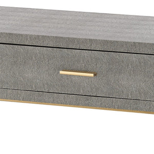 Atlas Sands Point Desk - Elegant 2-Drawer Writing Desk in Grey Faux Shagreen for Home or Office Use TA11166-01