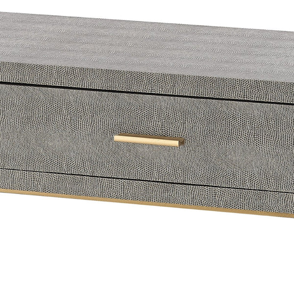 Atlas Sands Point Desk - Elegant 2-Drawer Writing Desk in Grey Faux Shagreen for Home or Office Use TA11166-01