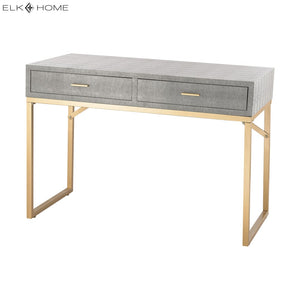Atlas Sands Point Desk - Elegant 2-Drawer Writing Desk in Grey Faux Shagreen for Home or Office Use TA11166-01