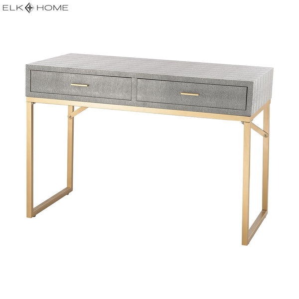 Atlas Sands Point Desk - Elegant 2-Drawer Writing Desk in Grey Faux Shagreen for Home or Office Use TA11166-01
