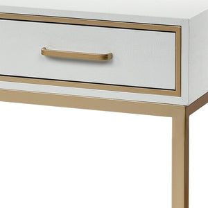 Atlas Sands Point Desk - Slimline Design with Gold Accents, Faux Shagreen Finish for Modern Workspaces 3 Drawer Cream TA11167-01