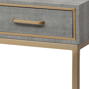 Atlas Sands Point Desk - Slimline Design with Gold Accents, Faux Shagreen Finish for Modern Workspaces 3 Drawer Gray TA11168-01