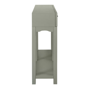 Atlas Sawyer Console Table - Coastal Elegance in Evergreen Fog with Seagrass Drawers for Stylish Storage TA11170-01