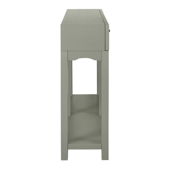 Atlas Sawyer Console Table - Coastal Elegance in Evergreen Fog with Seagrass Drawers for Stylish Storage TA11170-01