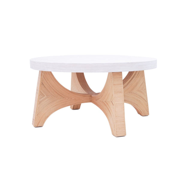 Atlas Sconset Coffee Table - Coastal-Inspired Rattan Base with Elegant Round White Ash Top for Modern Spaces TA11171-01