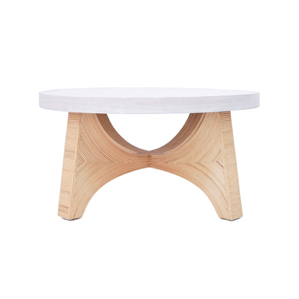 Atlas Sconset Coffee Table - Coastal-Inspired Rattan Base with Elegant Round White Ash Top for Modern Spaces TA11171-01