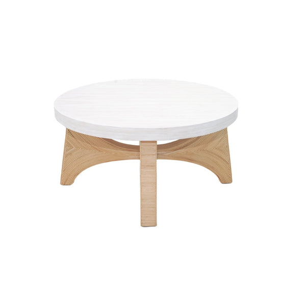 Atlas Sconset Coffee Table - Coastal-Inspired Rattan Base with Elegant Round White Ash Top for Modern Spaces TA11171-01