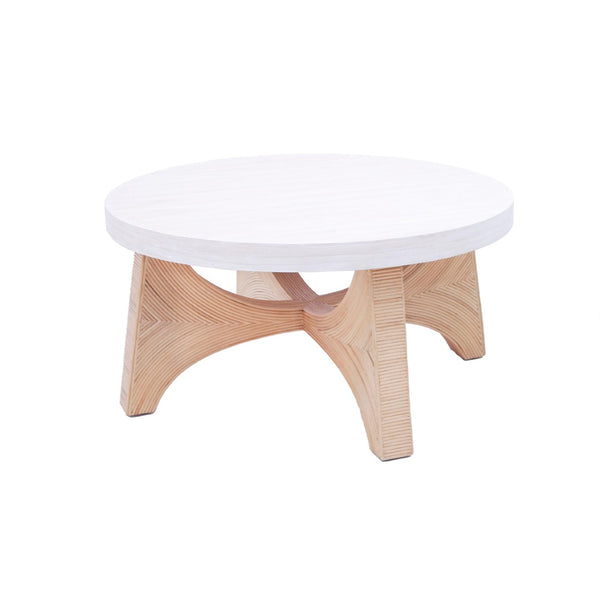 Atlas Sconset Coffee Table - Coastal-Inspired Rattan Base with Elegant Round White Ash Top for Modern Spaces TA11171-01