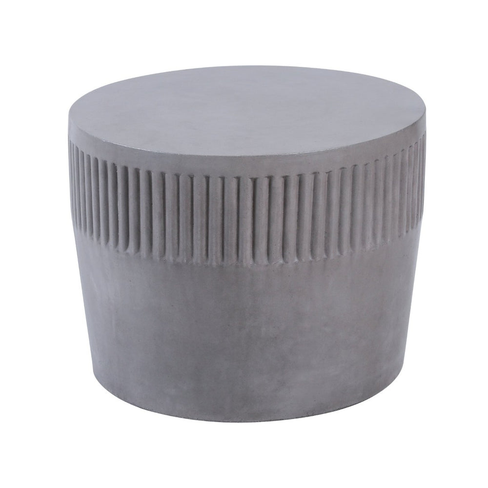 Atlas Sempre Accent Table - Modern Polished Grey Concrete Drum Table for Stylish Living Room & Patio Use TA11175-01