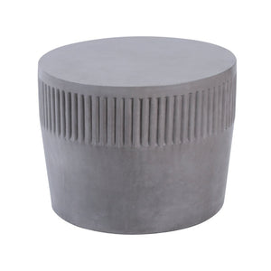Atlas Sempre Accent Table - Modern Polished Grey Concrete Drum Table for Stylish Living Room & Patio Use TA11175-01
