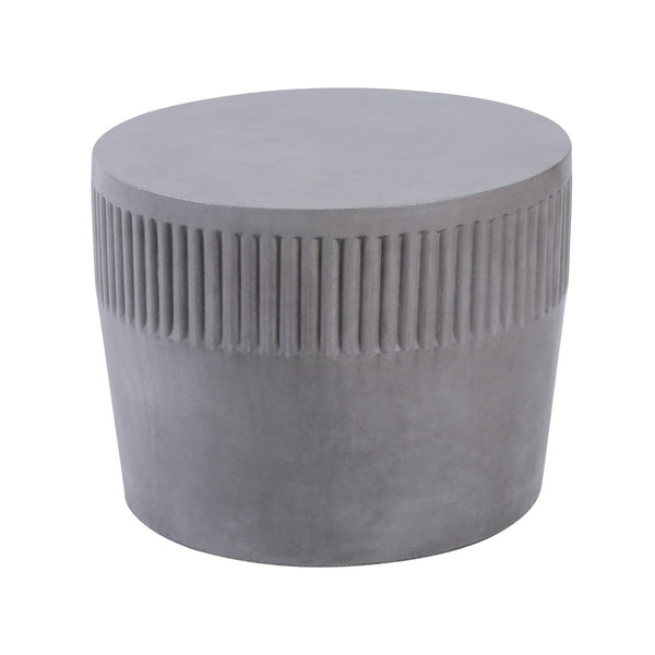Atlas Sempre Accent Table - Modern Polished Grey Concrete Drum Table for Stylish Living Room & Patio Use TA11175-01