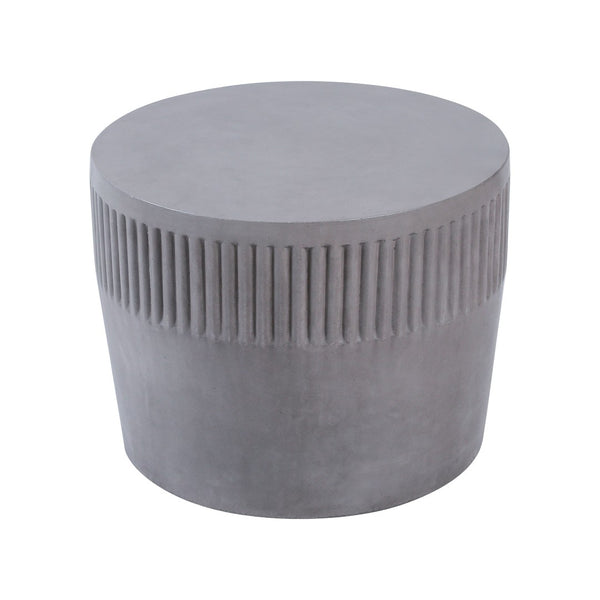 Atlas Sempre Accent Table - Modern Polished Grey Concrete Drum Table for Stylish Living Room & Patio Use TA11175-01