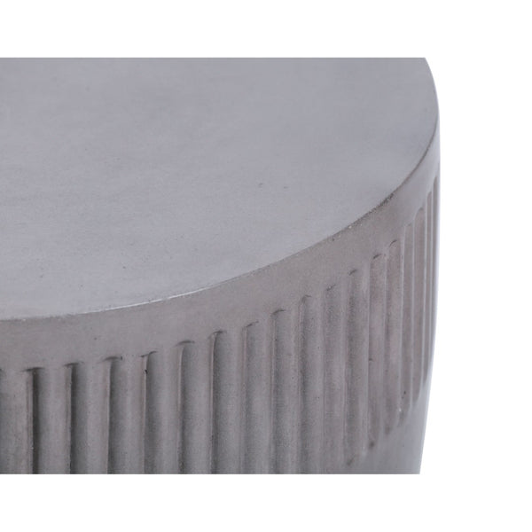 Atlas Sempre Accent Table - Modern Polished Grey Concrete Drum Table for Stylish Living Room & Patio Use TA11175-01
