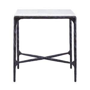 Atlas Seville Forged Accent Table - Elegant White Marble Top with Industrial Charm for Any Room Design Graphite TA11176-02
