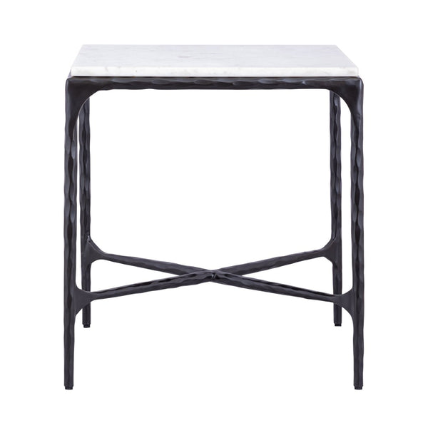 Atlas Seville Forged Accent Table - Elegant White Marble Top with Industrial Charm for Any Room Design Graphite TA11176-02