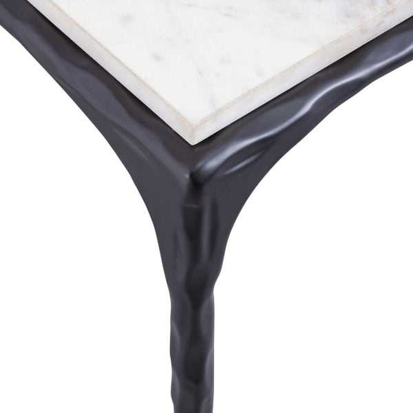 Atlas Seville Forged Accent Table - Elegant White Marble Top with Industrial Charm for Any Room Design Graphite TA11176-02
