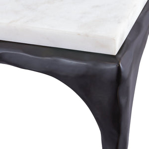 Atlas Seville Forged Accent Table - Elegant White Marble Top with Industrial Charm for Any Room Design Graphite TA11176-02