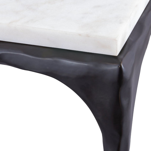Atlas Seville Forged Accent Table - Elegant White Marble Top with Industrial Charm for Any Room Design Graphite TA11176-02