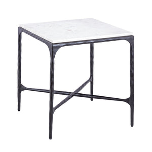 Atlas Seville Forged Accent Table - Elegant White Marble Top with Industrial Charm for Any Room Design Graphite TA11176-02