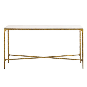 Atlas Seville Forged Console Table - Elegant Marble Top with Slim Iron Frame for Stylish Home Décor Antique Brass TA11178-01