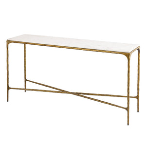 Atlas Seville Forged Console Table - Elegant Marble Top with Slim Iron Frame for Stylish Home Décor Antique Brass TA11178-01