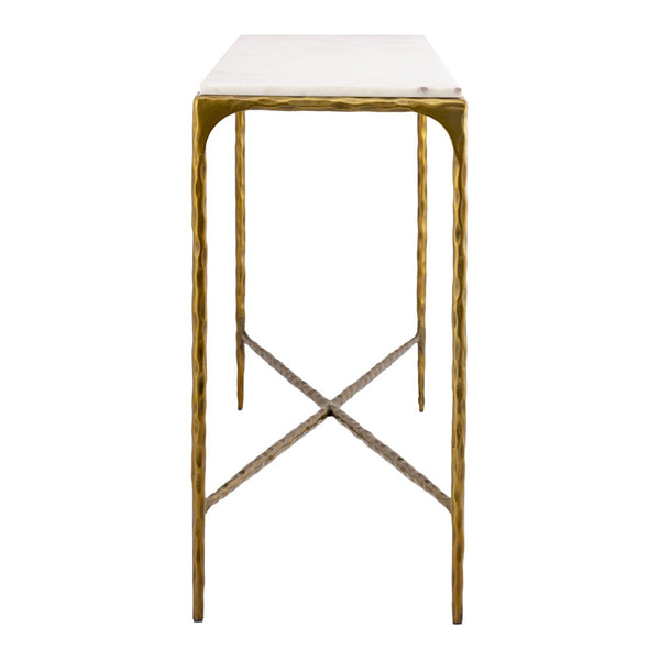 Atlas Seville Forged Console Table - Elegant Marble Top with Slim Iron Frame for Stylish Home Décor Antique Brass TA11178-01