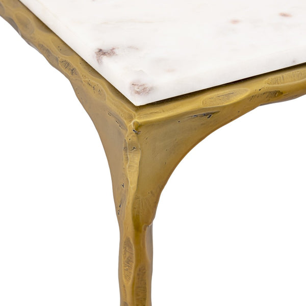 Atlas Seville Forged Console Table - Elegant Marble Top with Slim Iron Frame for Stylish Home Décor Antique Brass TA11178-01
