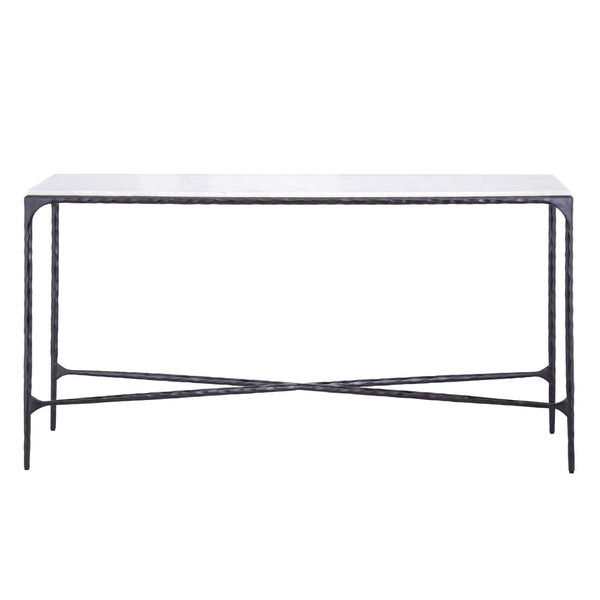 Atlas Seville Forged Console Table - Elegant Marble Top with Slim Iron Frame for Stylish Home Décor Graphite TA11178-02