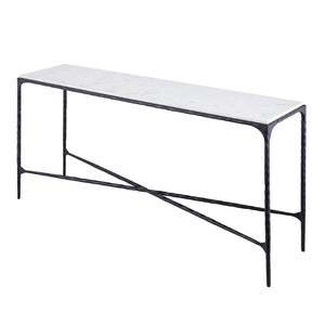 Atlas Seville Forged Console Table - Elegant Marble Top with Slim Iron Frame for Stylish Home Décor Graphite TA11178-02