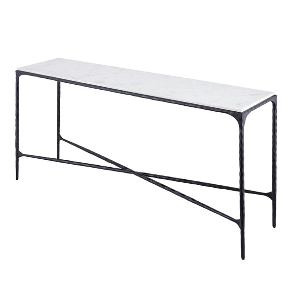 Atlas Seville Forged Console Table - Elegant Marble Top with Slim Iron Frame for Stylish Home Décor Graphite TA11178-02