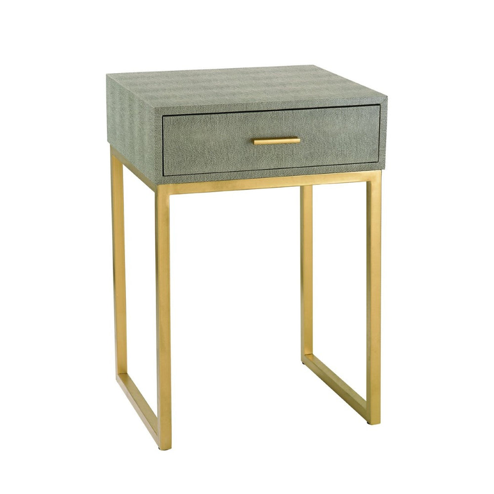 Atlas Shagreen Accent Table - Elegant Faux Shagreen Side Table with Concealed Storage for Stylish Living Gray TA11179-01