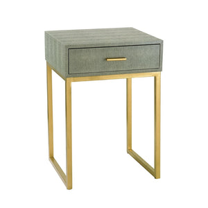 Atlas Shagreen Accent Table - Elegant Faux Shagreen Side Table with Concealed Storage for Stylish Living Gray TA11179-01