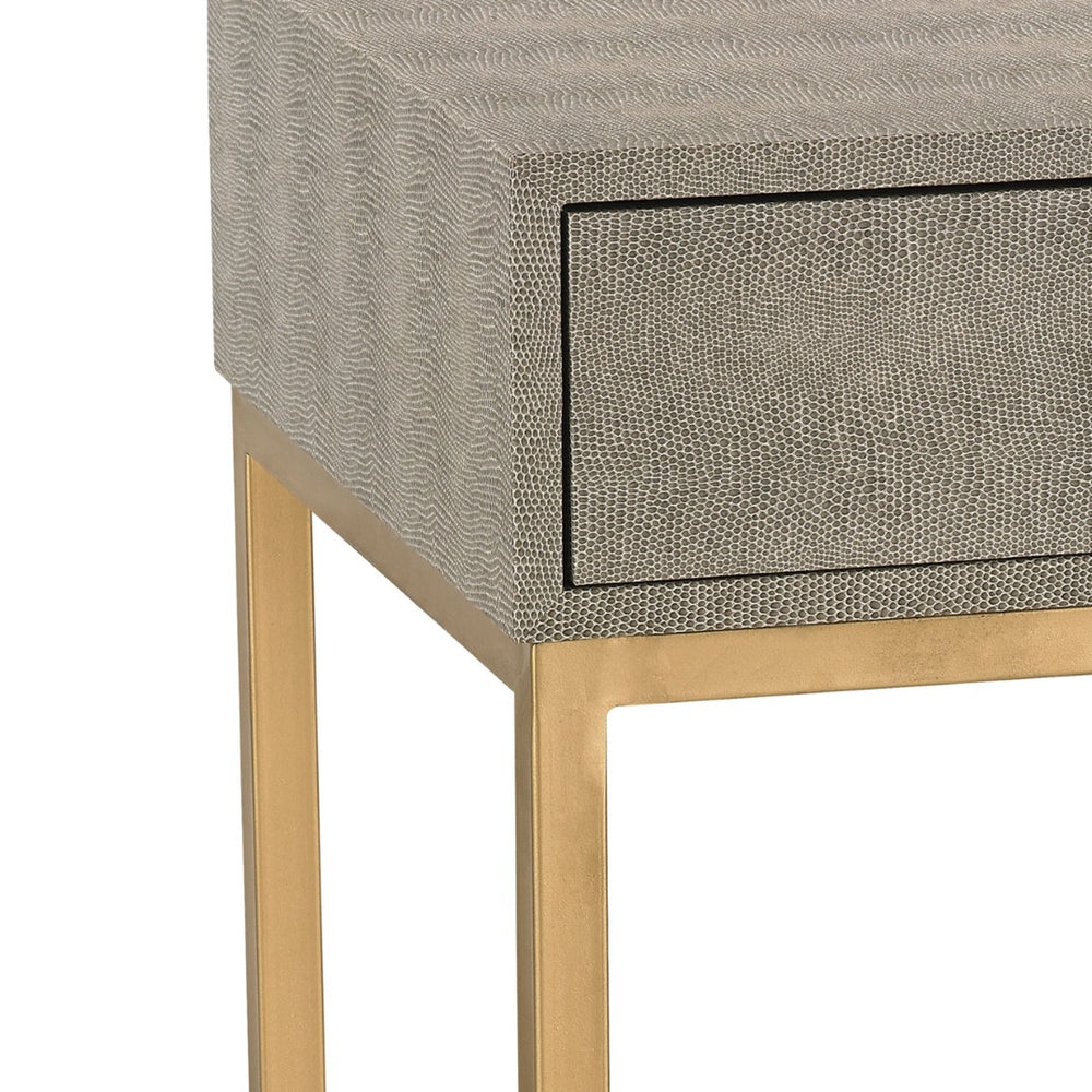 Atlas Shagreen Accent Table - Elegant Faux Shagreen Side Table with Concealed Storage for Stylish Living Gray TA11179-01