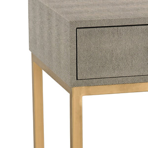 Atlas Shagreen Accent Table - Elegant Faux Shagreen Side Table with Concealed Storage for Stylish Living Gray TA11179-01